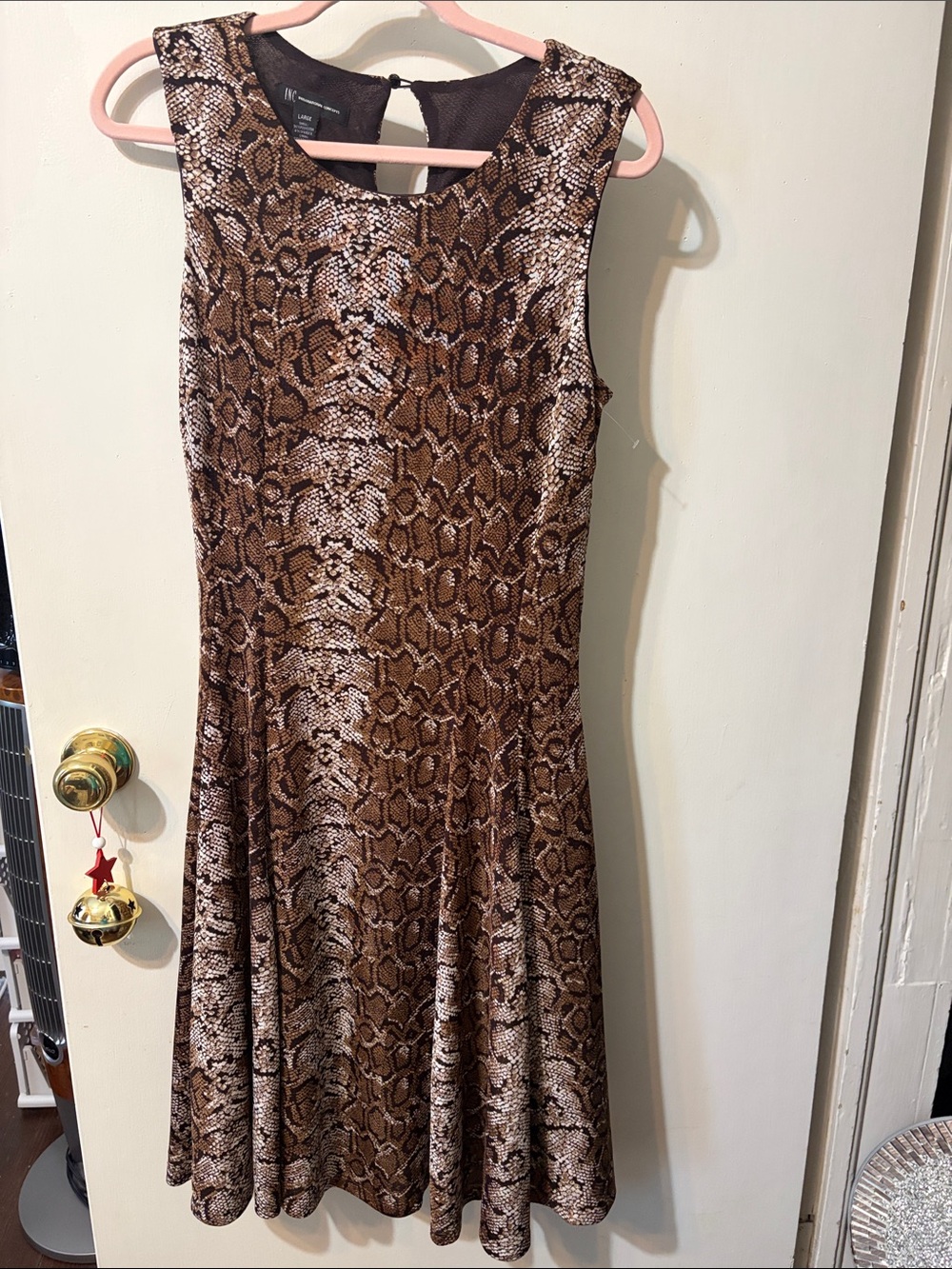 INC International Concepts Brown Snake-Print Midi Dress